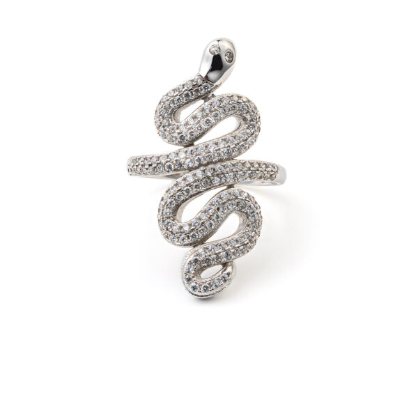 Snake Ring with Zircon - 925 Sterling Silver
