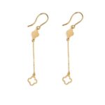 Four Leaf Clover Dangle Earrings - 14k Gold