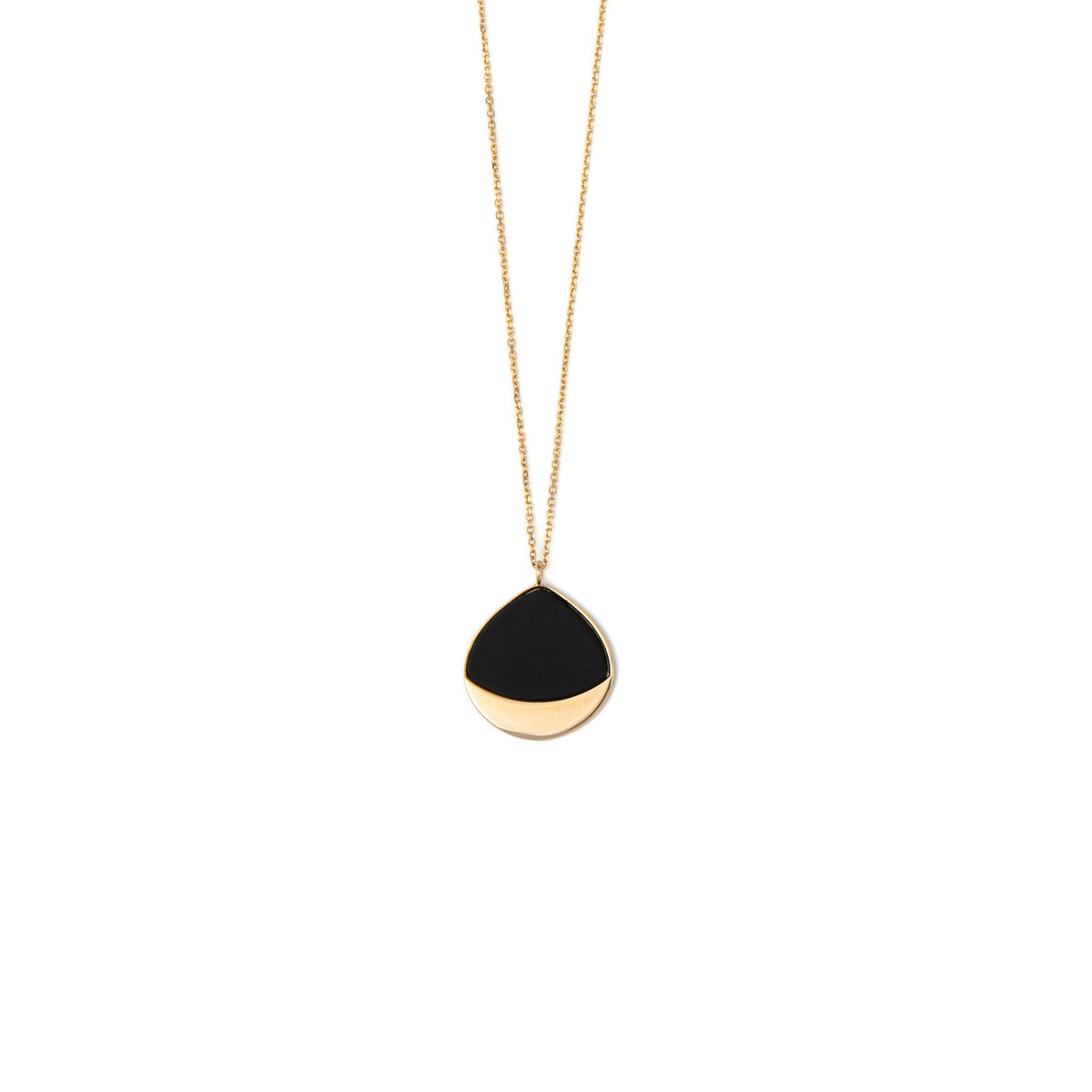 Tear Drop Black and Gold Necklace - 14K Gold