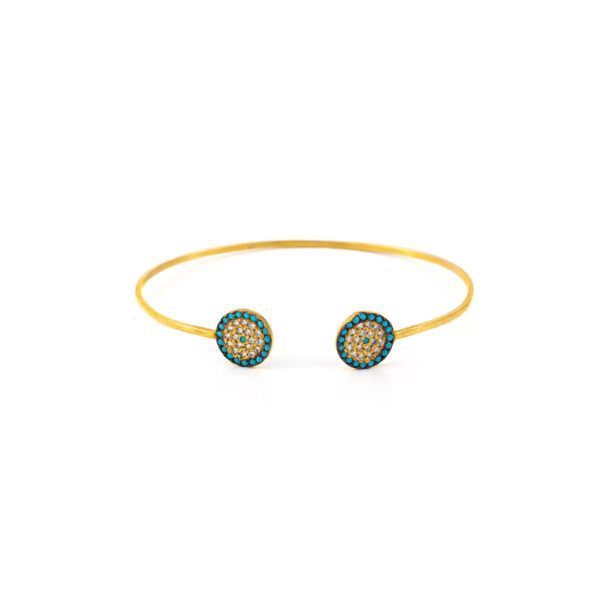 Evil Eye Bracelet with Turquoise Zircons - Silver and gold plated