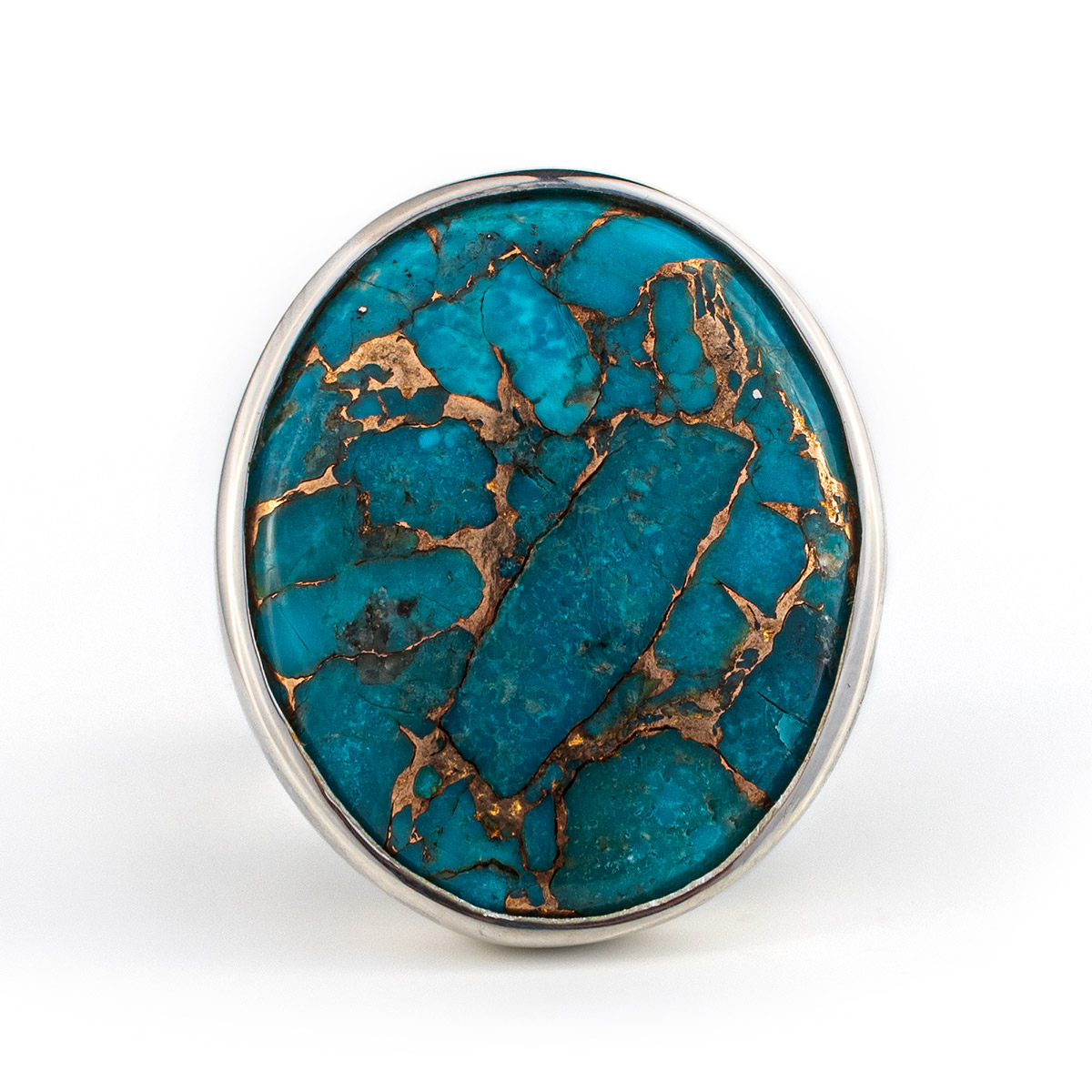 Oval Blue Copper Turquoise Ring