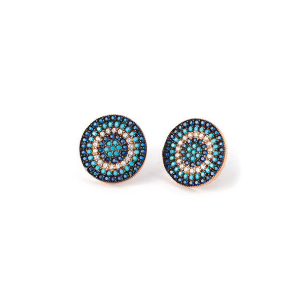 Silver Rose Gold Plated Stud Eye Turquoise Earrings