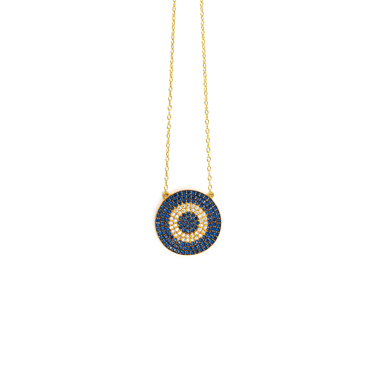 Evil Eye Necklace with Zircon - 925 Silver and Gold Plated