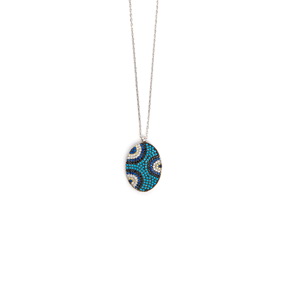 Evil Eye Necklace with Turquoise and Zircon - 925 Sterling Silver