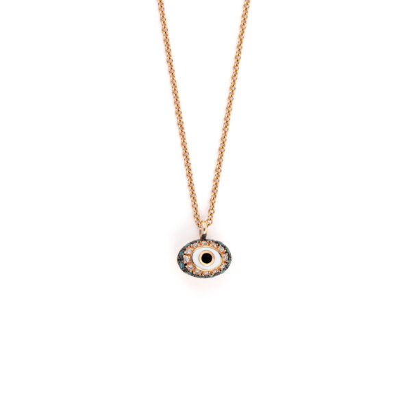 Eye Necklace - 18K Solid Gold Evil with Diamonds