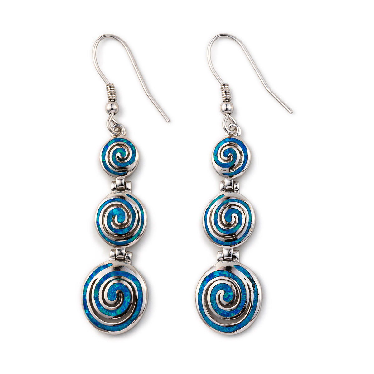 925 fine silver dangle earrings with spiral