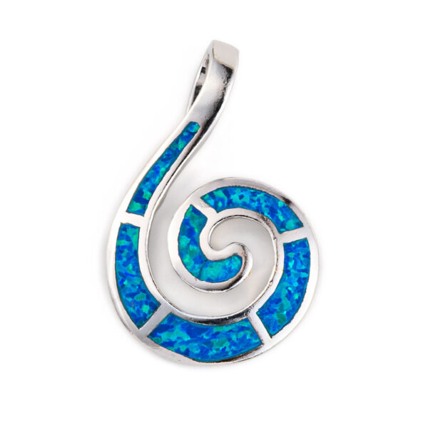 Blue Opal Spiral Pendant