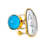 Pariba Doublet Ring with Pearl - 18K Gold and Sterling Silver