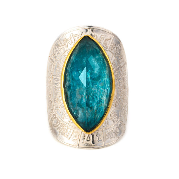 Doublet Apatite Ring - 18K Gold and Sterling Silver