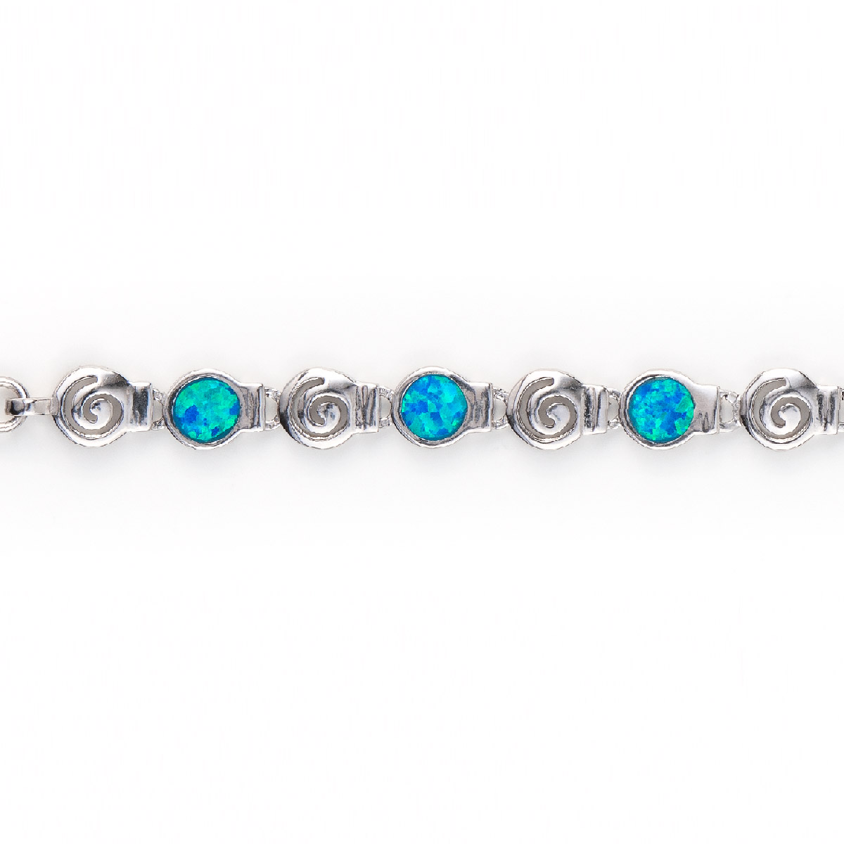 Spiral Bracelet - 925 Sterling Silver with Opal