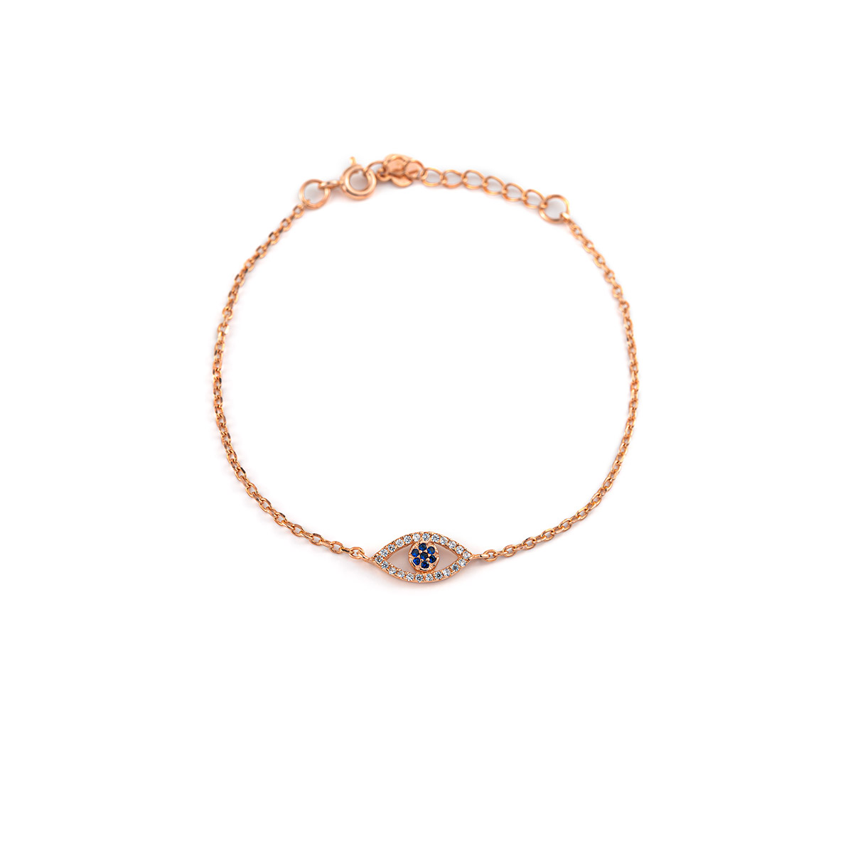 Sterling Silver Rose Gold Plated Eye Bracelet with Zircon