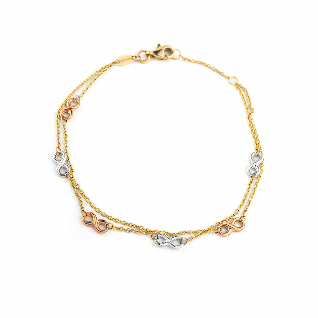 9K Gold Double Chain Bracelet with infinity