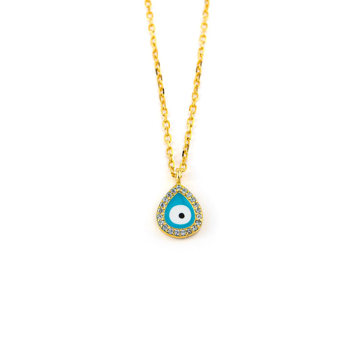 Sterling Silver Gold Plated Eye Necklace with Zircon