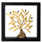 Bronze olive tree – Wood Handmade Framed Artwork 25x25cm