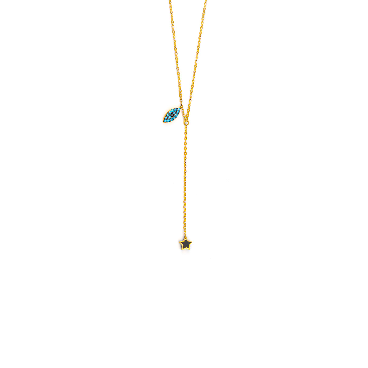 9K Gold - Star Necklace with Eye and Zircon