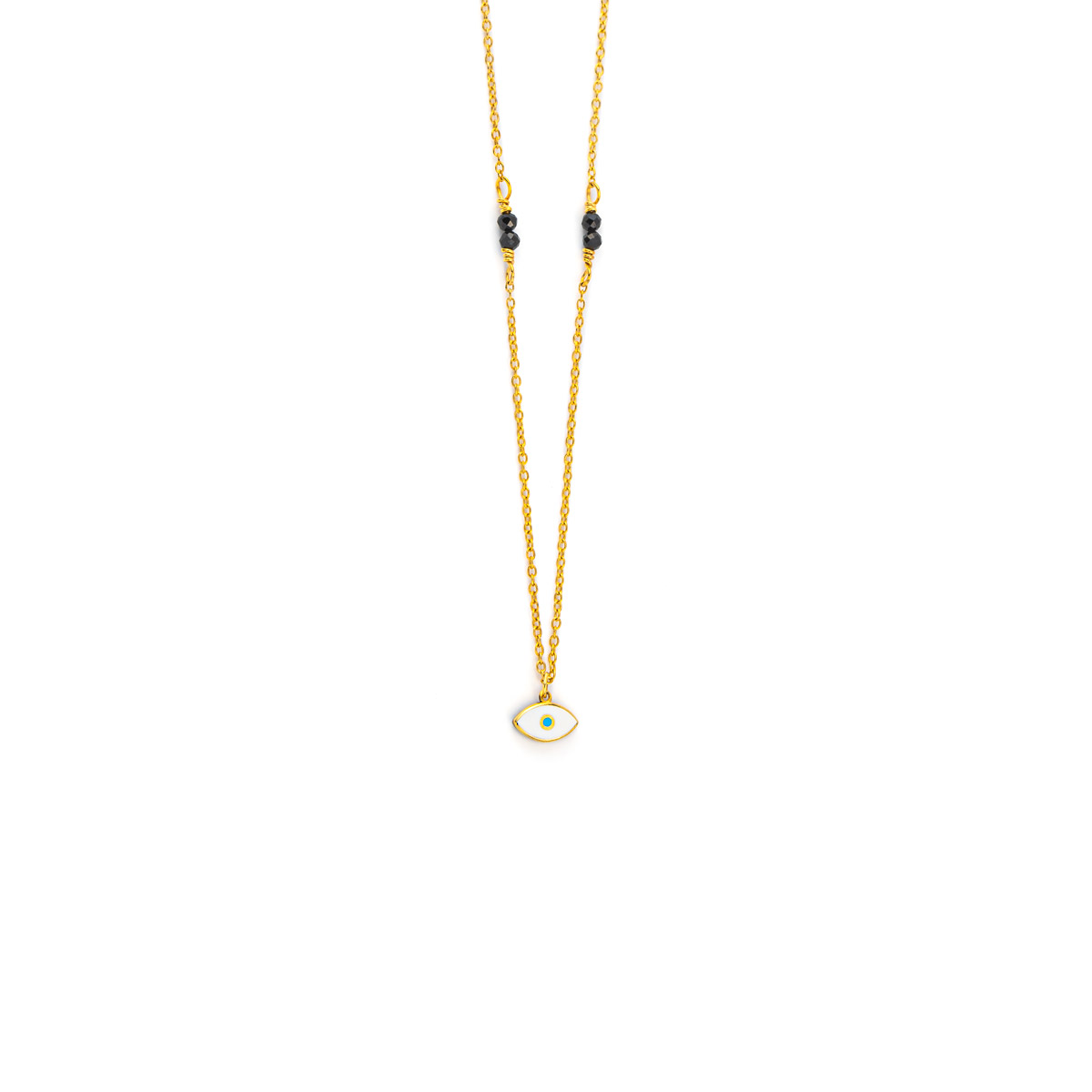 Eye Double Necklace - 9K Gold with Zircon