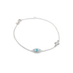 9K Gold Evil eye and cross bracelet