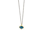 Blue Topaz Brilliant Necklace - 18K Gold and Sterling Silver