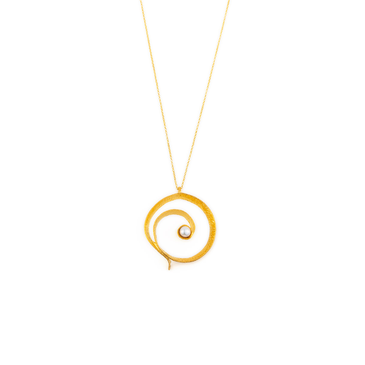 Pearl Circle Necklace - Sterling Silver Gold Plated