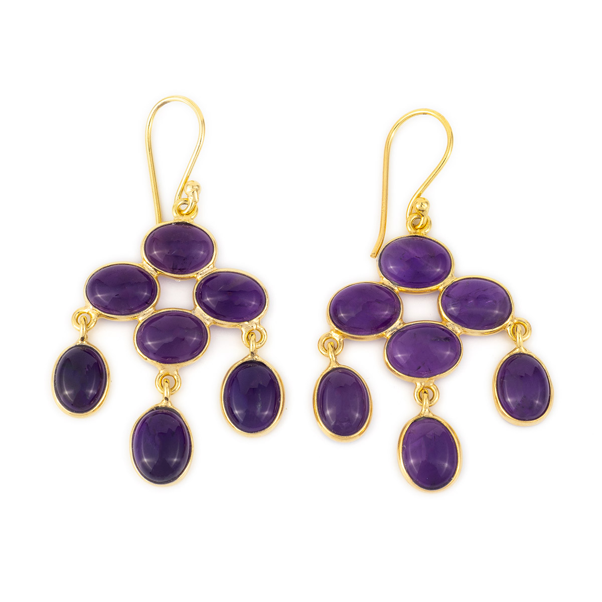 Amethyst Dangle Earrings - Sterling Silver and Gold Plated