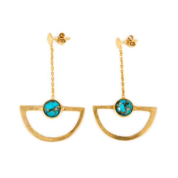 Turquoise Copper Long Stud Doublet Earrings