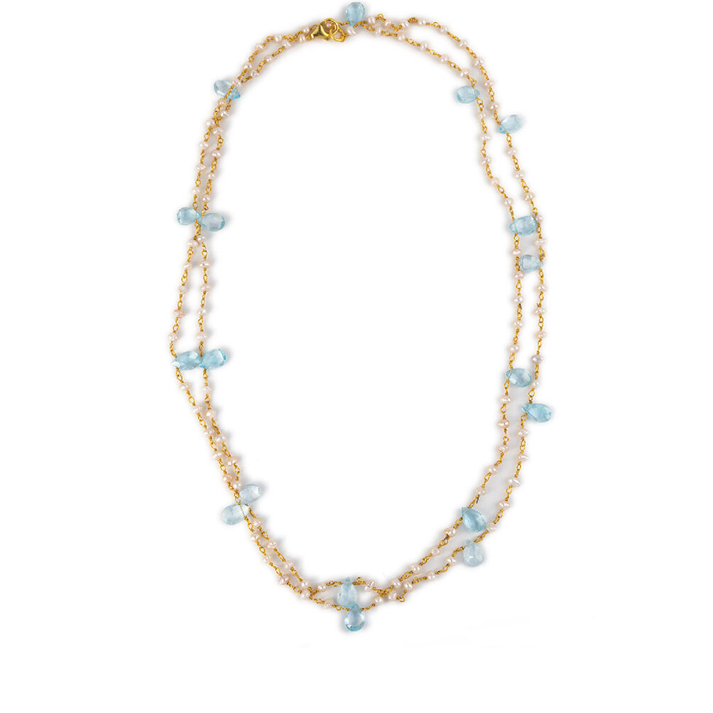 Blue Topaz Necklace with Pearl