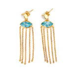 Long Blue Topaz Stud Earrings