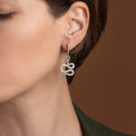 Red Eyed Dangle Snake Earrings with zircons