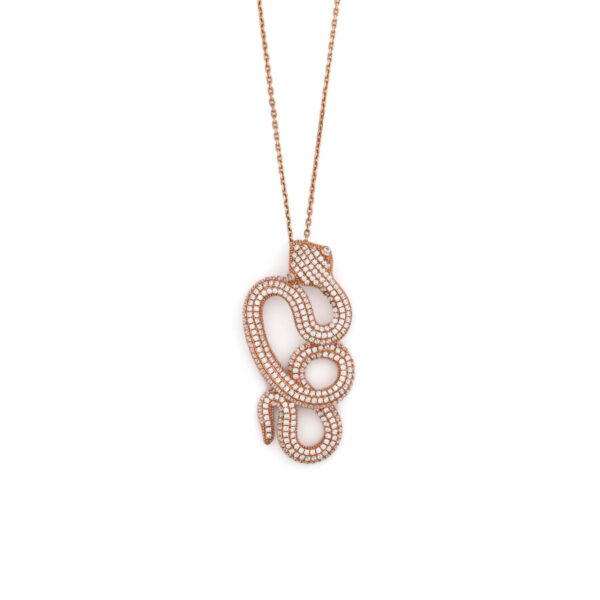Rose Gold Snake Necklace with zircons