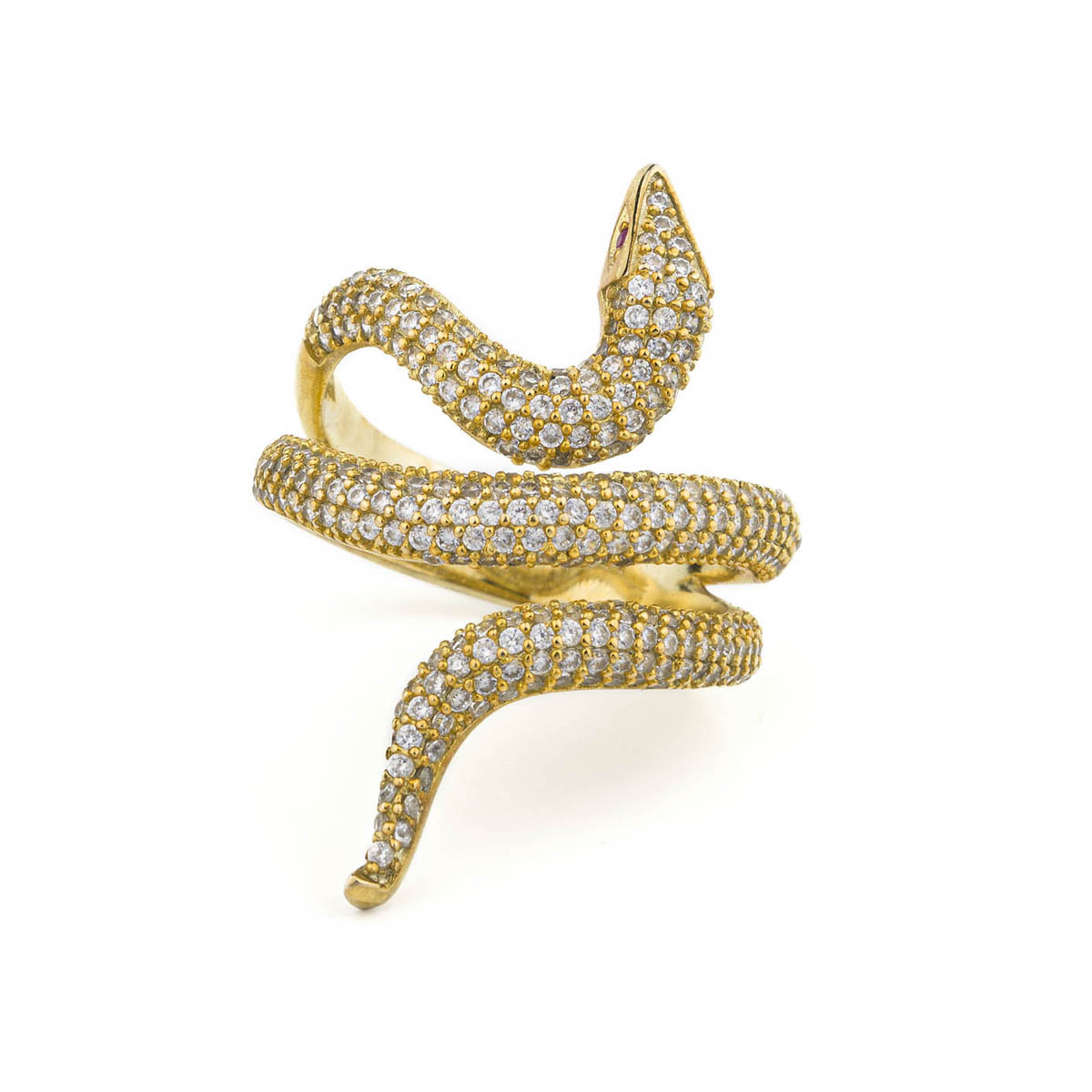 Gold Plated Snake Ring with zircons