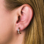 Half Hoop Evil Eye Earrings - 9K Rose Gold