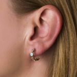 Half Hoop Evil Eye Earrings - 9K Gold