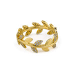 Leaf Zircon Stacking Ring - 925 Sterling Silver and Gold Plated