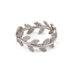 Leaf Zircon Stacking Ring - 925 Sterling Silver