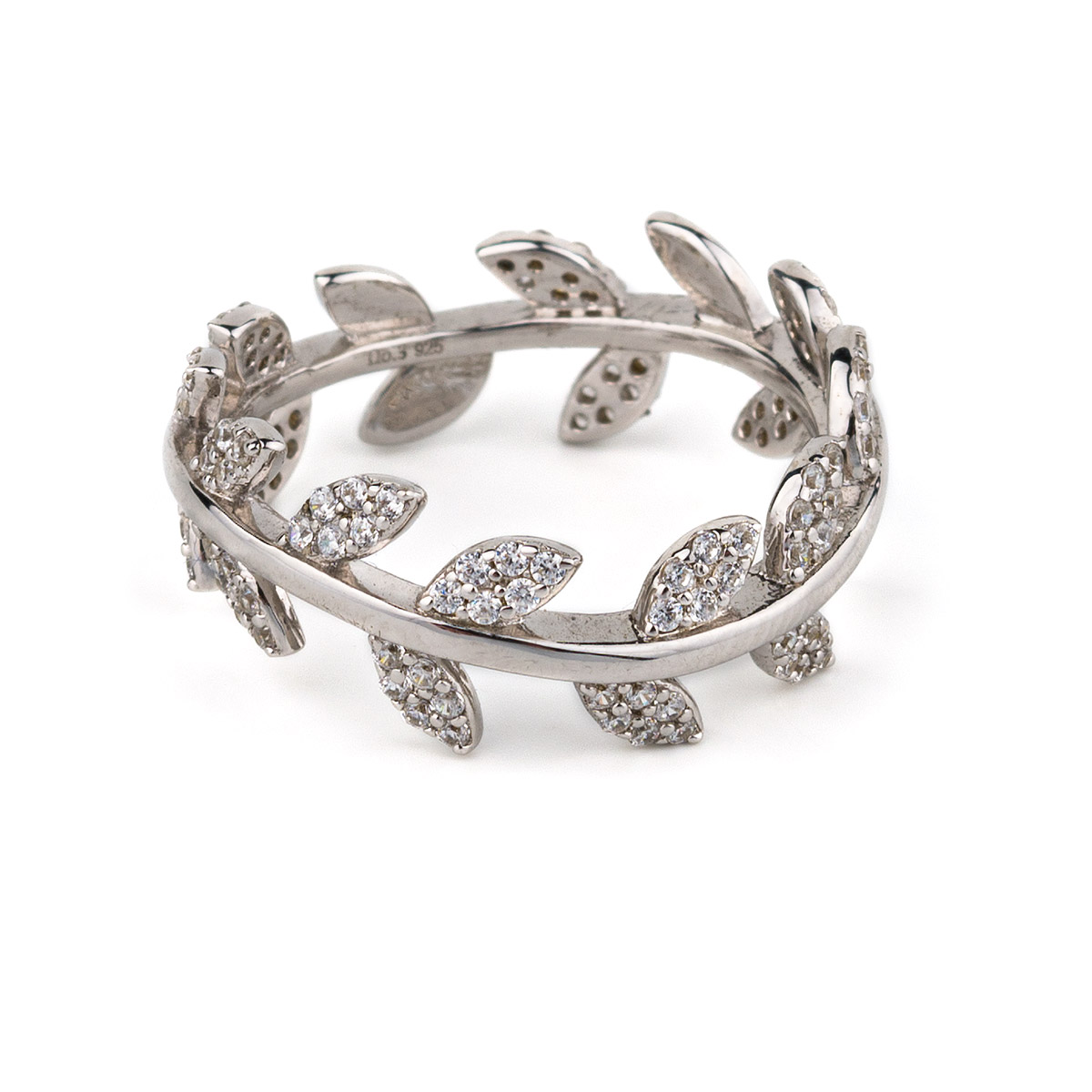 Leaf Zircon Stacking Ring - 925 Sterling Silver