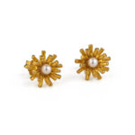 Coral Stud Earrings with Pearl