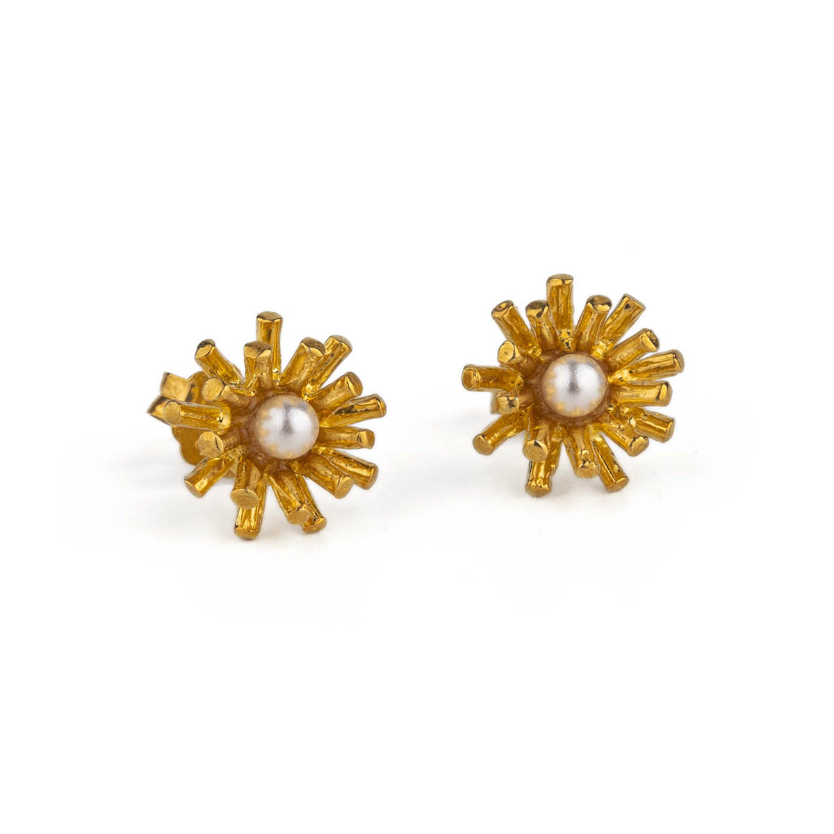 Coral Stud Earrings with Pearl
