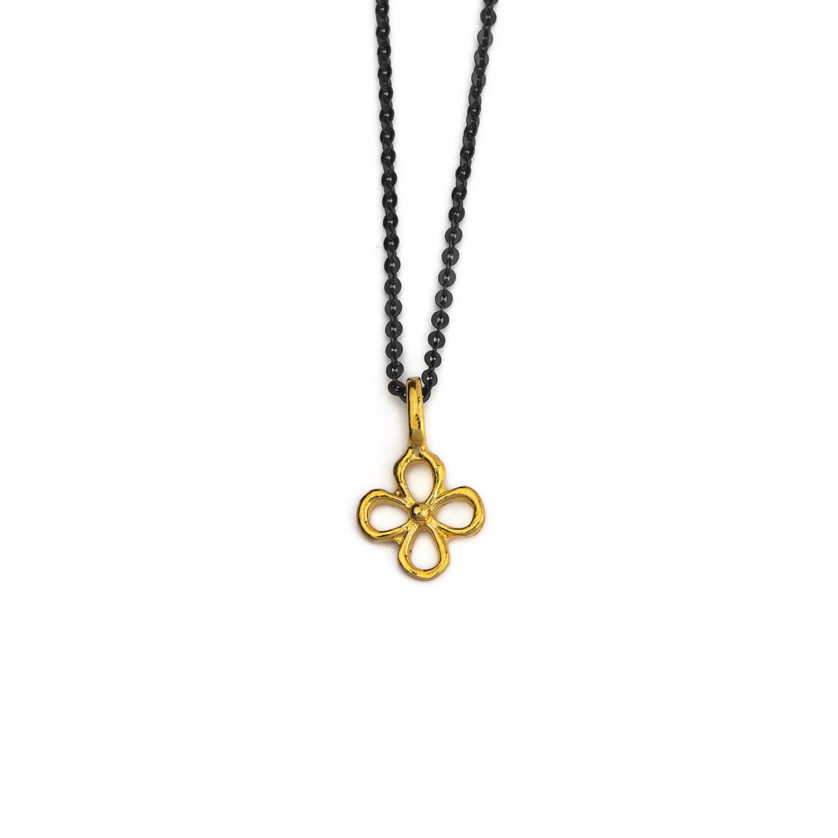 Open Cross Necklace - Sterling Silver and Gold Plated