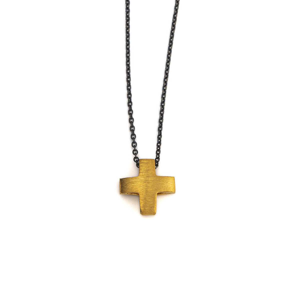 Square Cross Necklace - Sterling Silver and Gold Plated