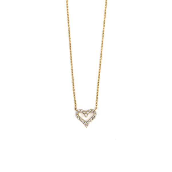 Zircon Heart Necklace - 14K Gold