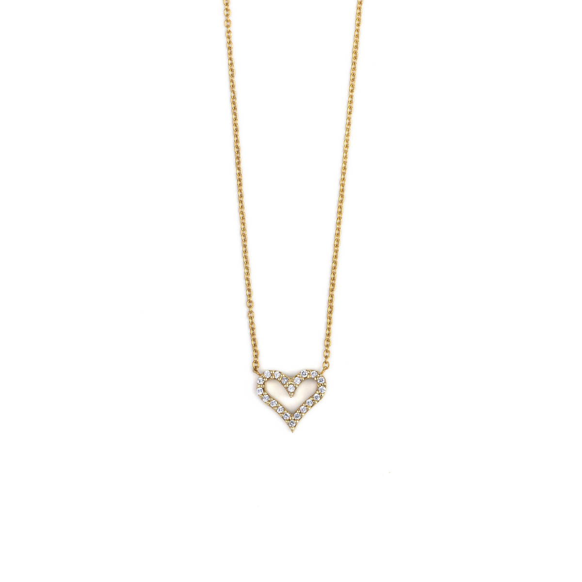Zircon Heart Necklace - 14K Gold