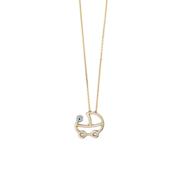 Baby Boy Stroller Necklace - 14K Gold