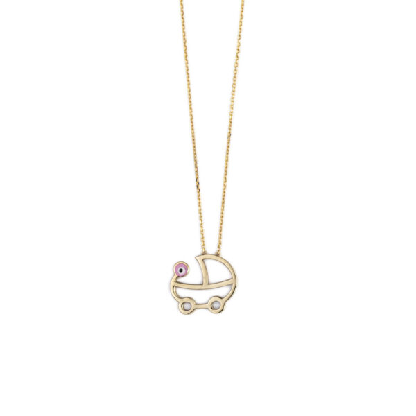Baby Girl Stroller Necklace - 14K Gold