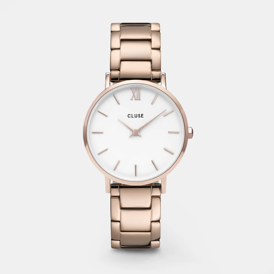 Cluse Minuit Steel White Rose Gold