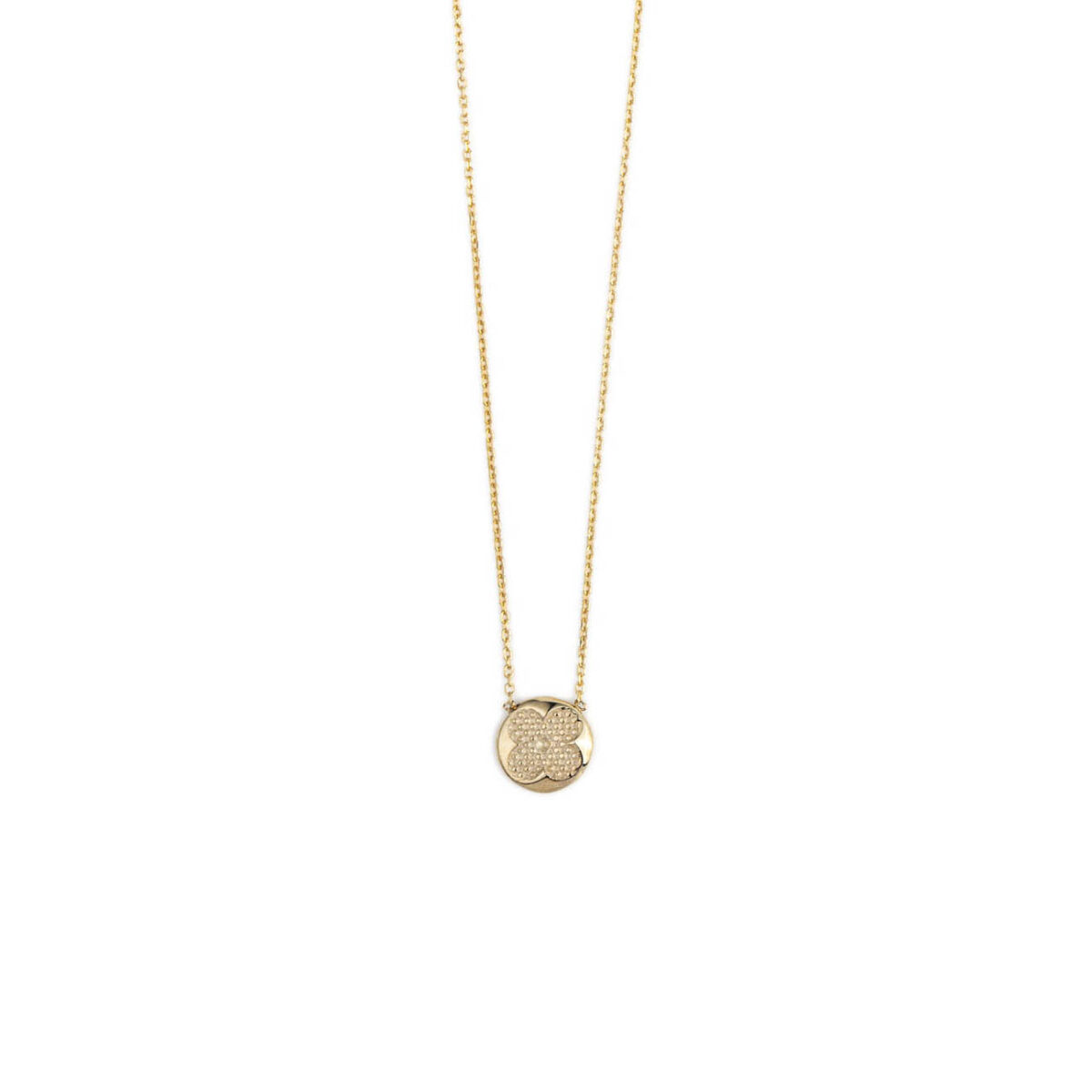 AL-NE-04377045-b Round Clover Necklace - 14K Gold - Image 3