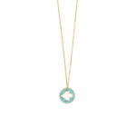 Round Turquoise Clover Necklace - 14K Gold