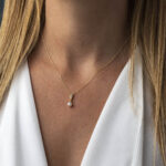 Pearl and Zircon Charm Necklace - 9K Gold