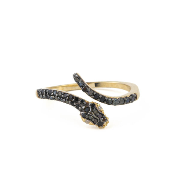 Δαχτυλίδι Βεράκι με Φίδι απο Μαύρα Ζιργκόν - Χρυσό 14Κ