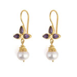 Amethyst and Pearl Dangle Earrings