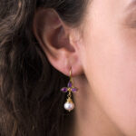 Amethyst and Pearl Dangle Earrings